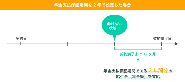 年金支払保障期間を2年に設定した場合